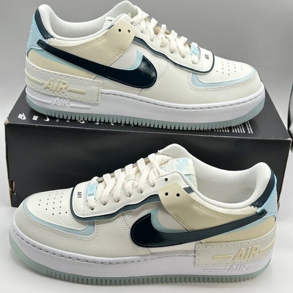 Women's Nike Air Force1 Shadow Sail-Armory Navy-Glacier Blue DZ1847-107 Sz 11 - Picture 2 of 12